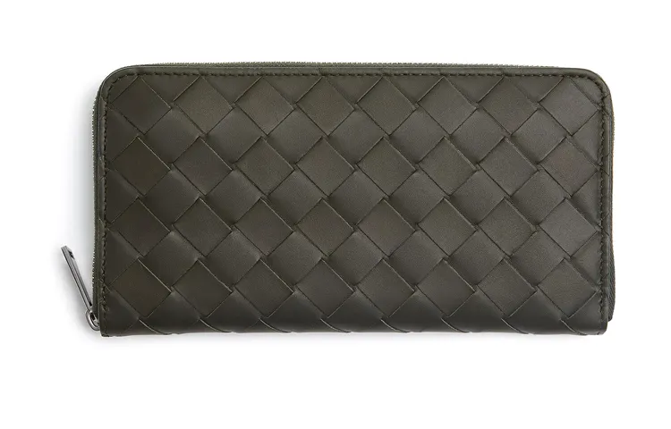 Bottega Veneta Calfskin Clutch Wallet Men's Dark Ink Green