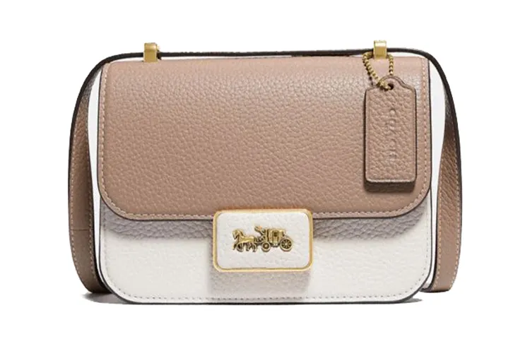 COACH Alie Leather Messenger Bag, Small Square Bag, Crossbody Bag, Shoulder Bag Women's White