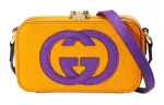 GUCCI Leather Shoulder Bag, Crossbody Bag Mini Unisex Yellow & Purple