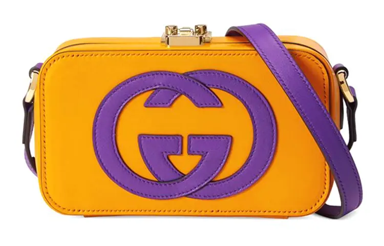 GUCCI Leather Shoulder Bag, Crossbody Bag Mini Unisex Yellow & Purple
