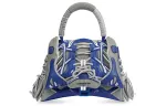 Balenciaga Fabric With Leather Hourglass Bag, One Shoulder Handbag, Crossbody Bag Medium Women's Blue/Gray