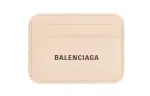 Balenciaga Grained Calfskin Card Holder Mini Women's Beige