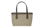 GUCCI Leather Canvas With Leather Handbag Large Women's Beige