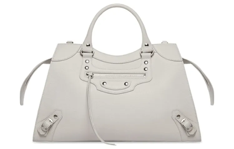 Balenciaga Cow Leather Handbag Regular Women's Silver