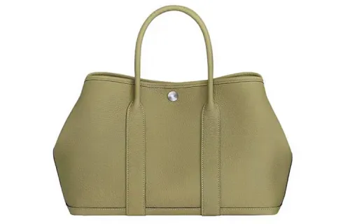 HERMES Hermès Garden Party 30 Silver Buckle Negonda Calf Leather Handbag 30 Women's 1C Poussiere Dust/Cardamom Green
