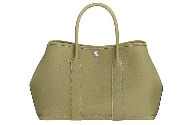 HERMES Hermès Garden Party 30 Silver Buckle Negonda Calf Leather Handbag 30 Women's 1C Poussiere Dust/Cardamom Green