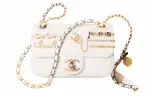 CHANEL Lambskin With Rhinestone Flap Bag, Crossbody Bag, Shoulder Bag Mini Women's White