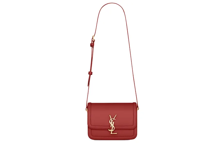 SAINT LAURENT Leather Tofu Bag, Crossbody Bag, Shoulder Bag Small Women's Red
