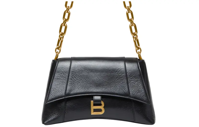 Balenciaga Downtown Shoulder Bag With Chain Small Black
