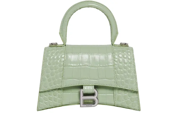 Balenciaga Hourglass Cow Leather Portable Crossbody Bag, Shoulder Bag Women's Grass Green