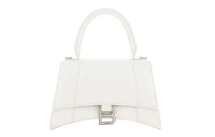 Balenciaga Hourglass Bag Smooth Cow Leather Shoulder Bag, Crossbody Bag, Handbag Small Women's White