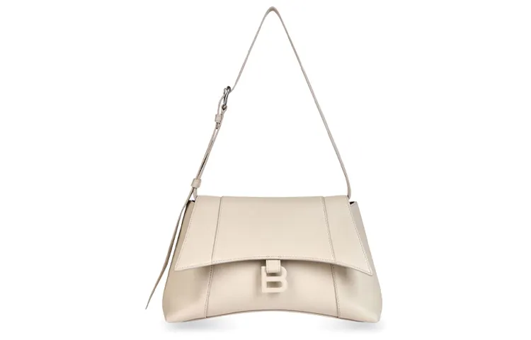 Balenciaga Downtown Smooth Calfskin Crossbody Bag, Shoulder Bag Women's Beige