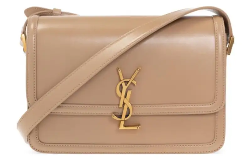 SAINT LAURENT SOLFERINO Calfskin Tofu Bag, Shoulder Bag, Crossbody Bag Medium Women's Milk Tea Beige