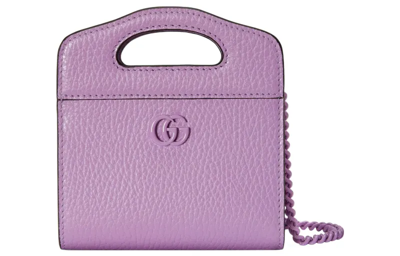 GUCCI Leather Handbag, Shoulder Bag, Crossbody Bag Women's Light Purple