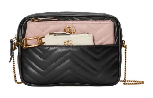 GUCCI GG Marmont Leather Shoulder Bag, Crossbody Bag Mini Women's Black/Pink/White