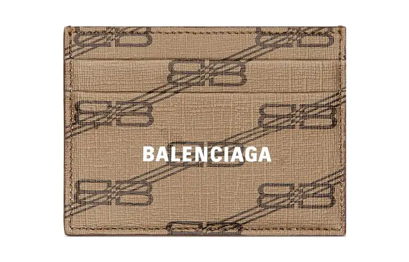 Balenciaga Coated Canvas Card Holder Card Holder Women's Beige/Brown