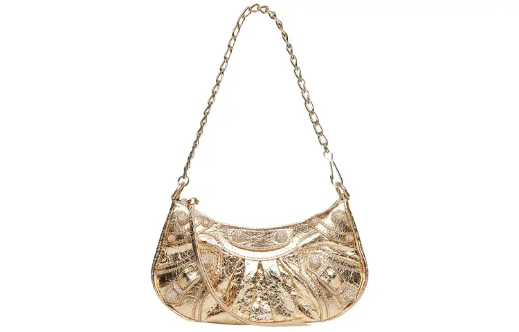 Balenciaga Le Cagole Lambskin Biker Bag Dumpling Bag Handbag, Shoulder Bag Mini Women's Light Gold