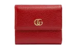 GUCCI GG Marmont Leather Wallet Women's Red