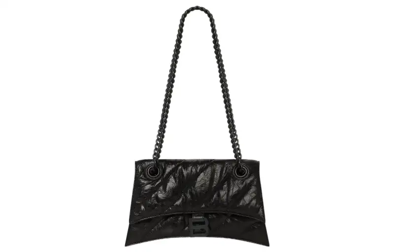 Balenciaga Crush Small Chain Quilted Bag Black