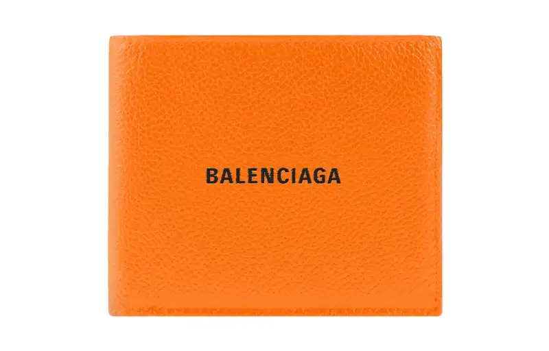 Balenciaga Cash Square 8 Card Slot 2 Bill Compartments Folded Wallet Orange/Black