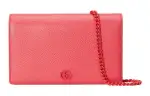 GUCCI GG Marmont Leather Chain Bag, Shoulder Bag, Crossbody Bag Mini Women's Coral Pink