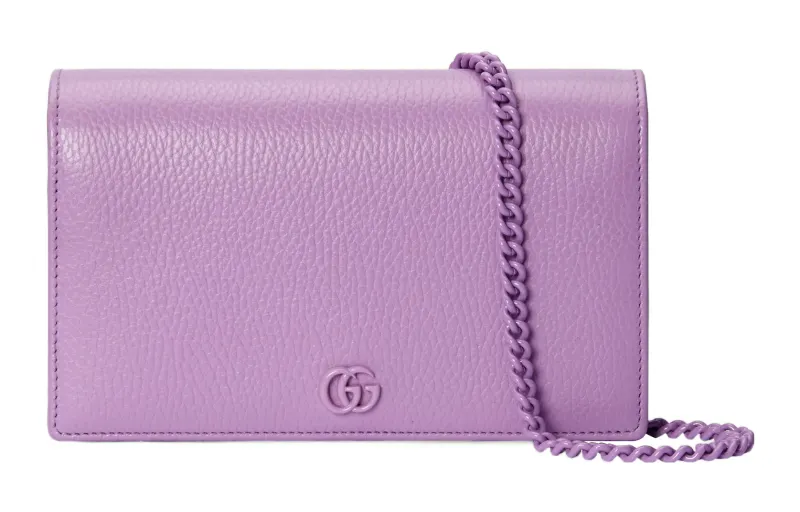GUCCI GG Marmont Leather Chain Bag, Crossbody Bag, Shoulder Bag Mini Women's Light Purple