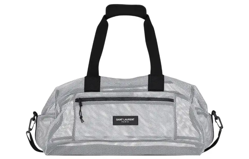 SAINT LAURENT Textile, Nylon Luggage Bag, One Shoulder Handbag Large Men's Black/White
