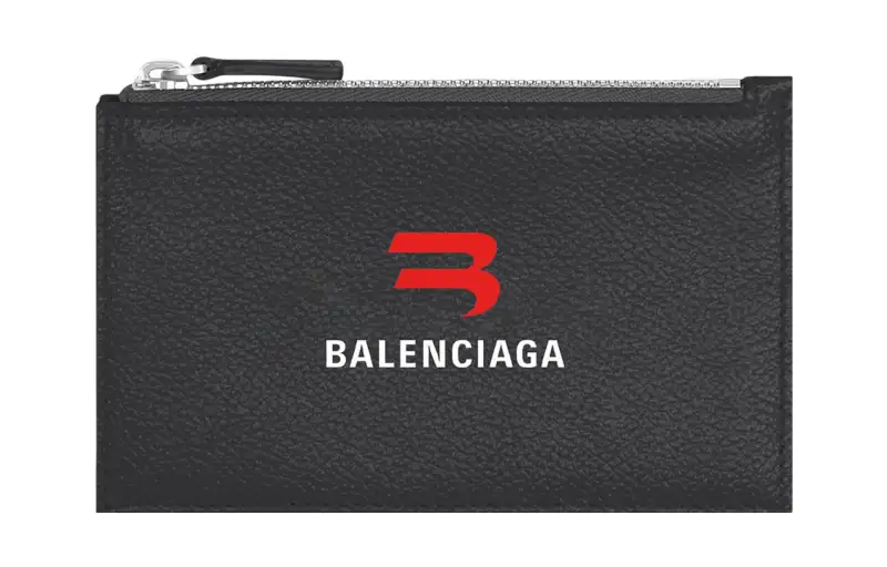Balenciaga Grained Calfskin Coin Purse, Card Holder, Wallet Men's Black