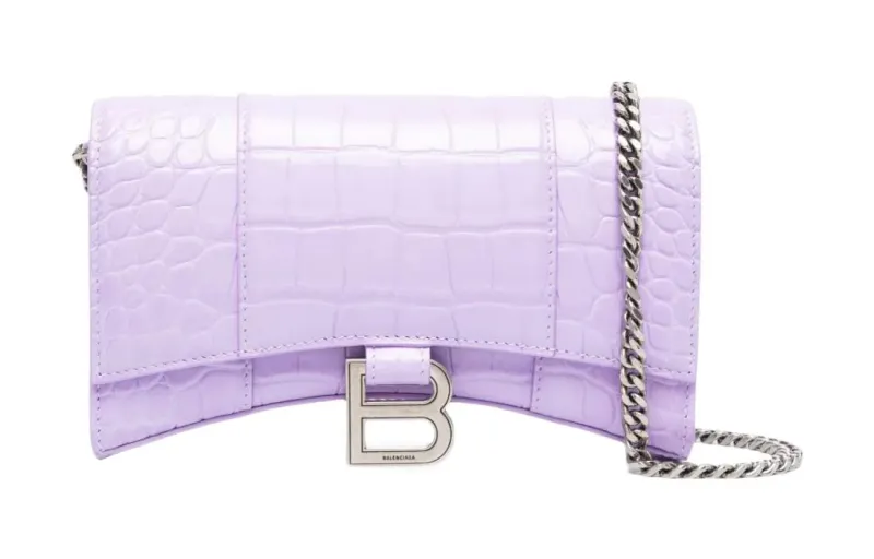 Balenciaga Hourglass Cow Leather Wallet Regular Women's Light Purple