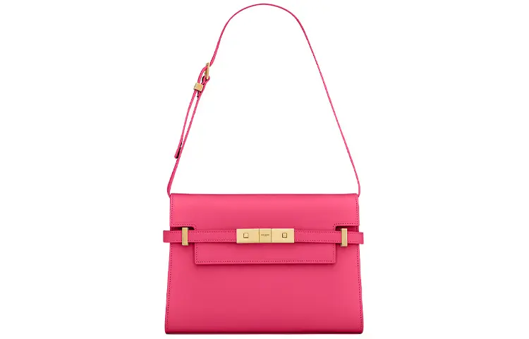 SAINT LAURENT Manhattan Cow Leather Crossbody Bag, Shoulder Bag Women's Pink