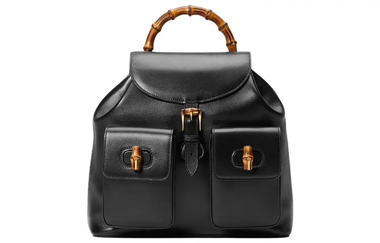 GUCCI Bamboo Leather Backpack Large Women's Black