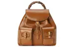 GUCCI Leather Backpack Women's Brown