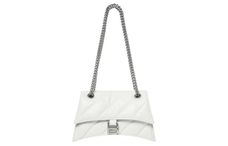 Balenciaga Women's Crush Small Chain Bag Quilted Optic White