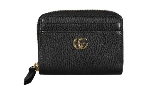 GUCCI Pebble Texture Calfskin Wallet Women's Black