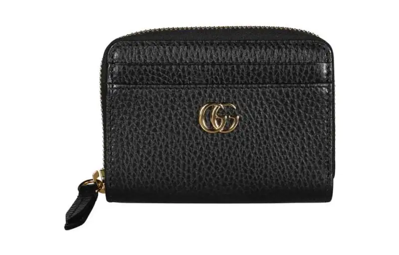 GUCCI Pebble Texture Calfskin Wallet Women's Black