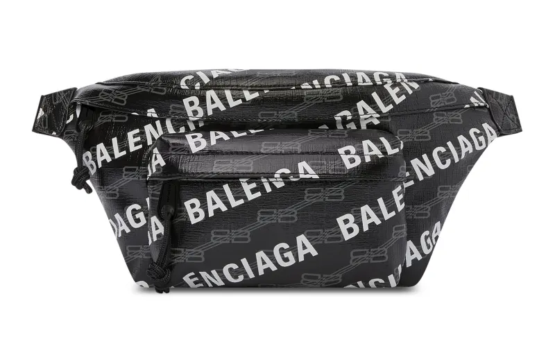 Balenciaga BB MONOGRAM Coated Canvas Fanny Pack Medium Men's Black