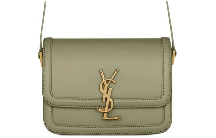 SAINT LAURENT SOLFERINO Cow Leather Tofu Bag, Shoulder Bag, Crossbody Bag Small Women's Light Green
