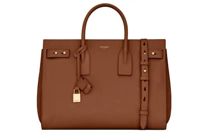 SAINT LAURENT SAC DE JOUR Grain Calfskin Shoulder Bag, Crossbody Bag, Handbag Medium Women's Cinnamon