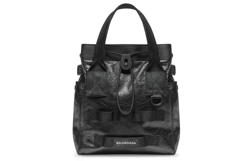 Balenciaga Army Fine Grained Sheepskin Tote Bag, Shopping Bag, Shoulder Bag, Crossbody Bag, Handbag Small Men's Black