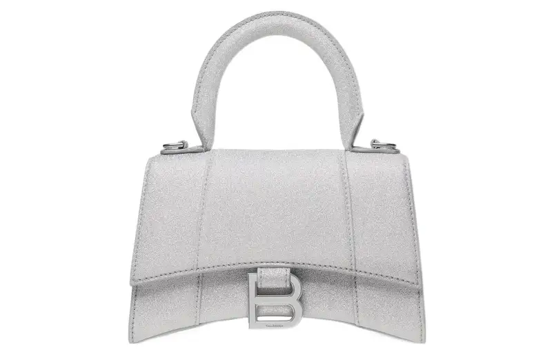 Balenciaga Hourglass Polyester+Polyurethane Shoulder Bag, Crossbody Bag, Handbag Extra Small Women's Silver