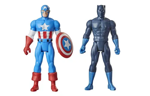 Hasbro Marvel Legends Retro Series Captain America and Black Panther, a total of two movable figures 9.5cm