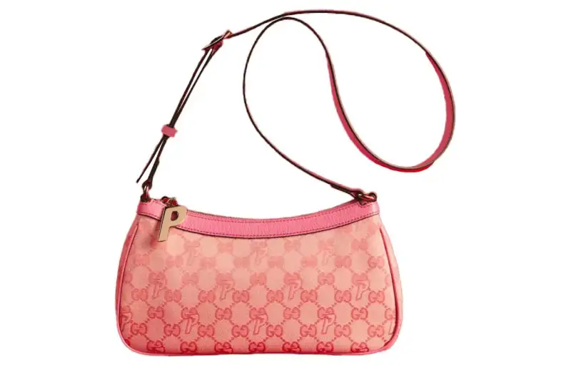 GUCCI PALACE Collaboration Canvas With Leather Portable Crossbody Bag, Shoulder Bag Women's Pink