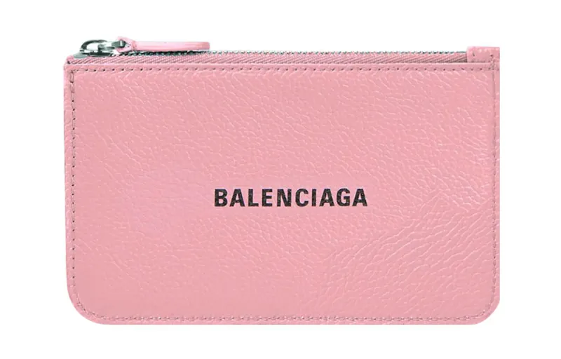 Balenciaga Grain Calfskin Card Holder, Wallet Large Women's Pink