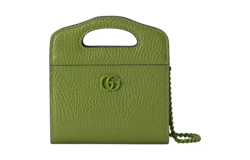 GUCCI GG Marmont Leather Card Holder Women's Green