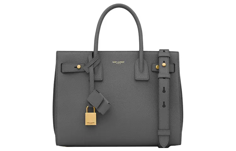 SAINT LAURENT SAC DE JOUR Calfskin Shoulder Bag, Crossbody Bag, Handbag Regular Women's Gray