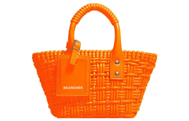 Balenciaga Bistro Artificial Leather Basket Bag, Handbag, Shoulder Bag, Crossbody Bag Extra Small Women's Orange