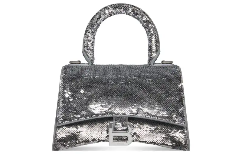 Balenciaga Hourglass Sequins With Sheepskin Hourglass Bag, Shoulder Bag, Crossbody Bag, Handbag Extra Mini Women's
