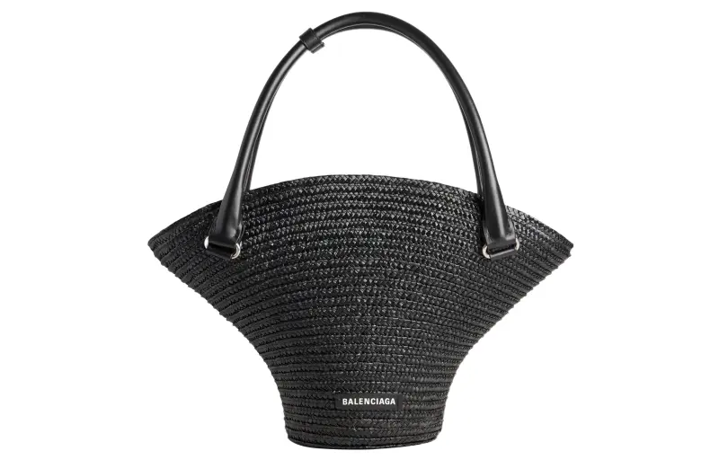Balenciaga Straw Handbag Medium Women's Black
