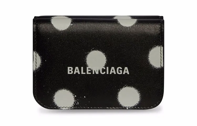 Balenciaga Cash Leather Wallet Mini Women's Black