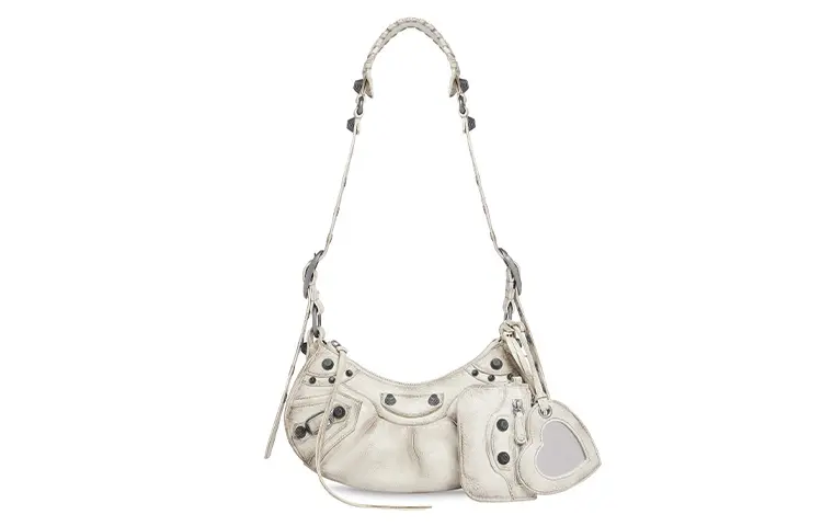 Balenciaga Le Cagole Sheepskin Crossbody Bag, Shoulder Bag Mini Women's White